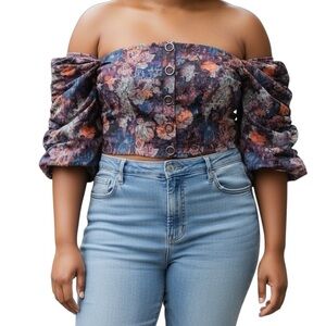 H&M Multicolor Floral Off-Shoulder Blouse
